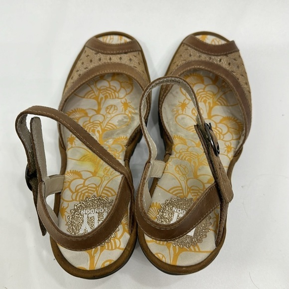 Fly London Yumo leather wedge sandals size 41. Brown and gold. - Picture 2 of 12